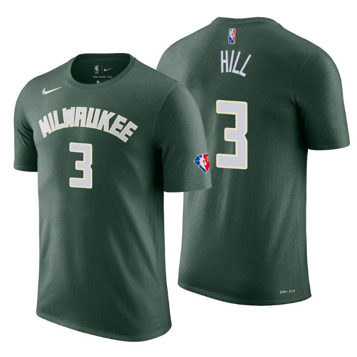 Milwaukee Bucks #3 George Hill Green Men's Nike 2021-22 NBA 75th Anniversary Diamond T-Shirt