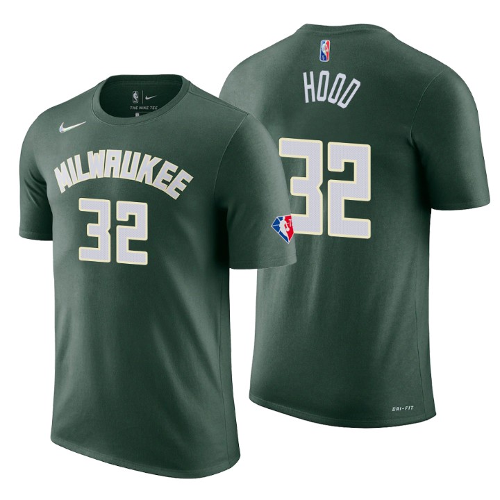 Milwaukee Bucks #32 Rodney Hood Green Men's Nike 2021-22 NBA 75th Anniversary Diamond T-Shirt