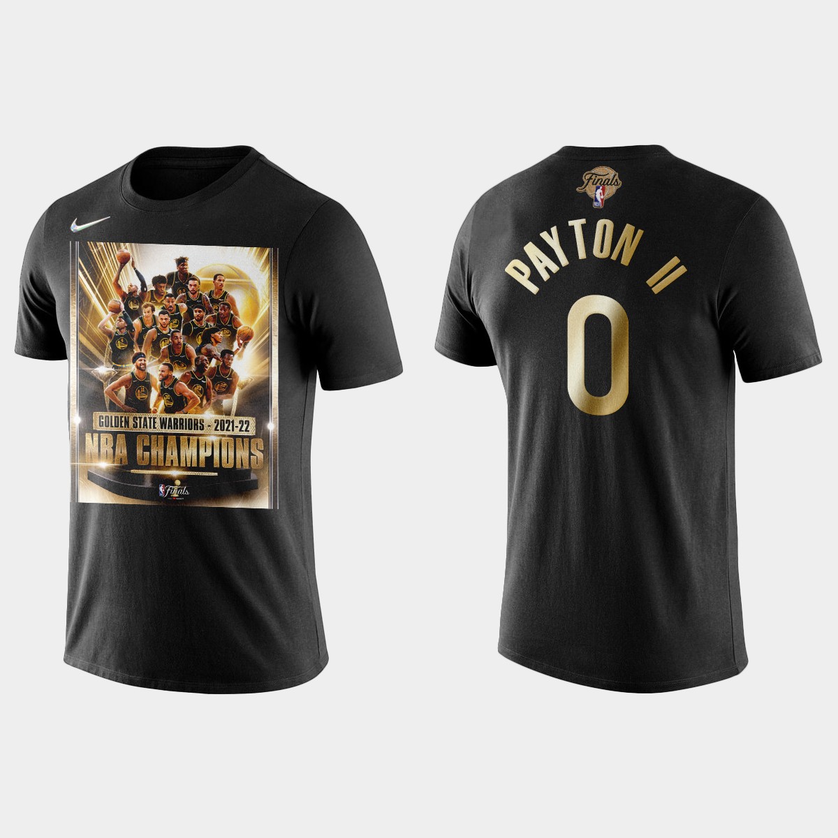Golden State Warriors #0 Gary Payton II Men's Nike Black 2021-22 NBA Finals Champions T-Shirt