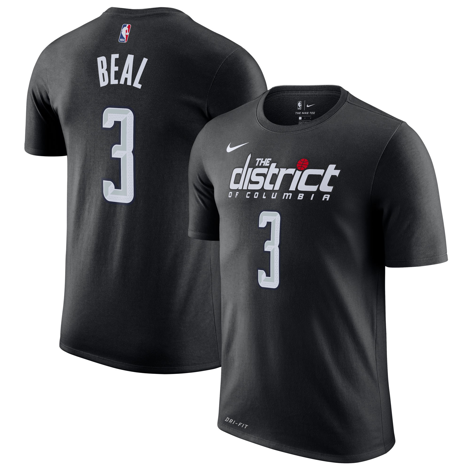 Nike Washington Wizards #3 Bradley Beal Black 2018-19 City Edition Name & Number T-Shirt