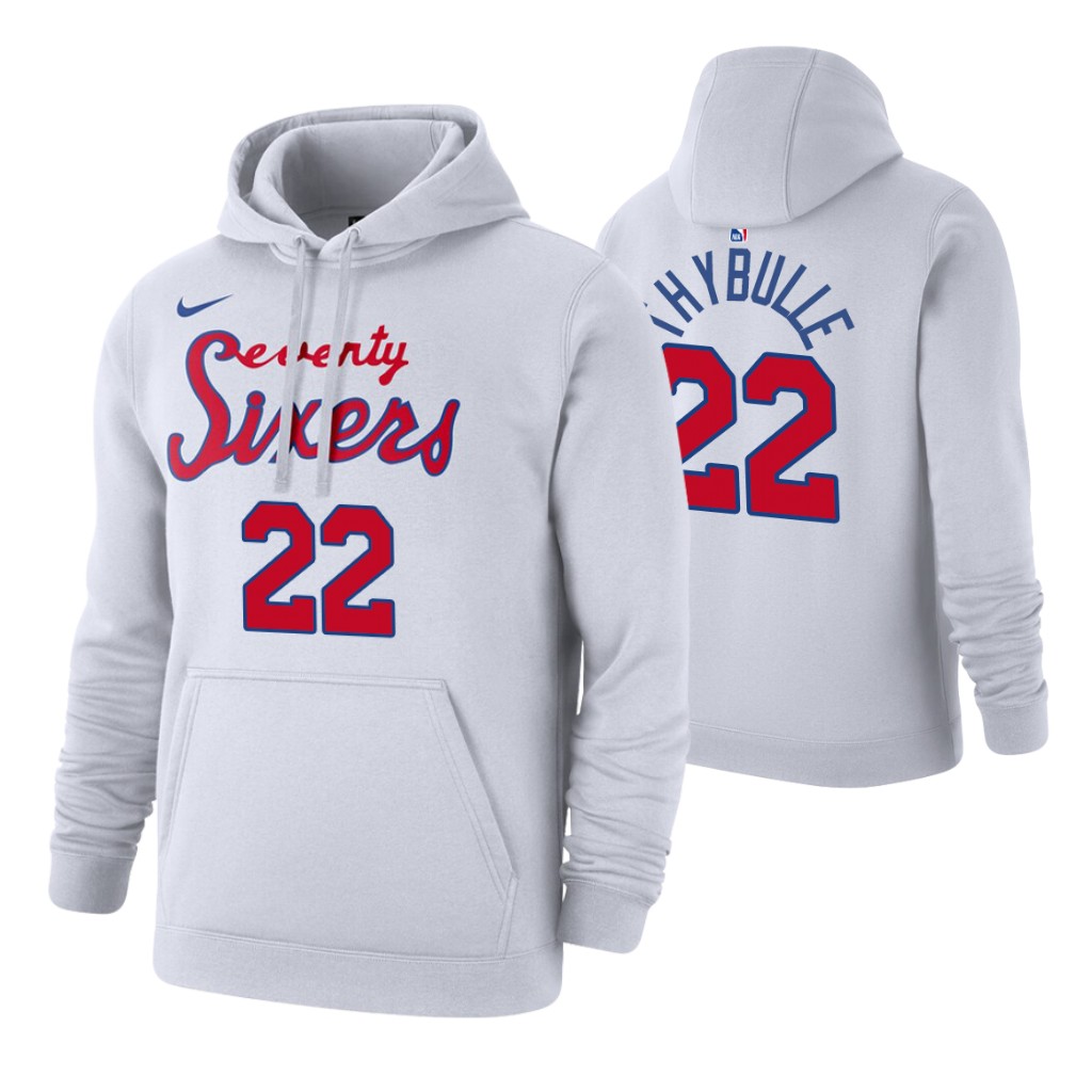 Nike 76ers #22 Matisse Thybulle 2019-20 Hardwood Classics White Pullover Hoodie