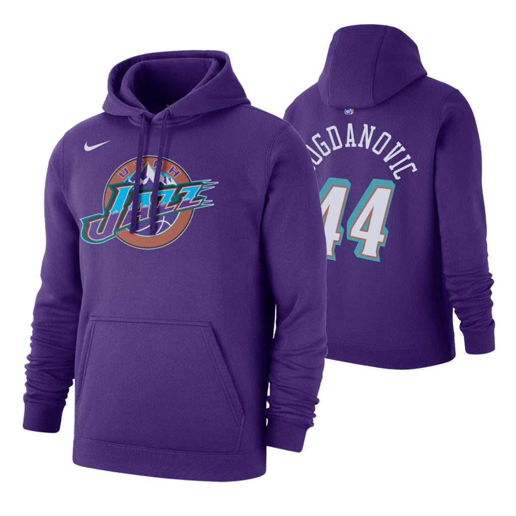 Nike Jazz #44 Bojan Bogdanovic 2019-20 Hardwood Classics Purple Pullover Hoodie