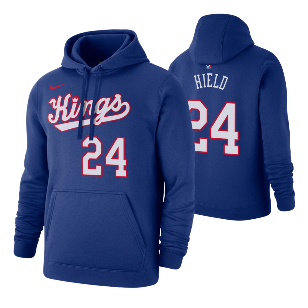 Nike Kings #24 Buddy Hield 2019-20 Hardwood Classics Blue Pullover Hoodie