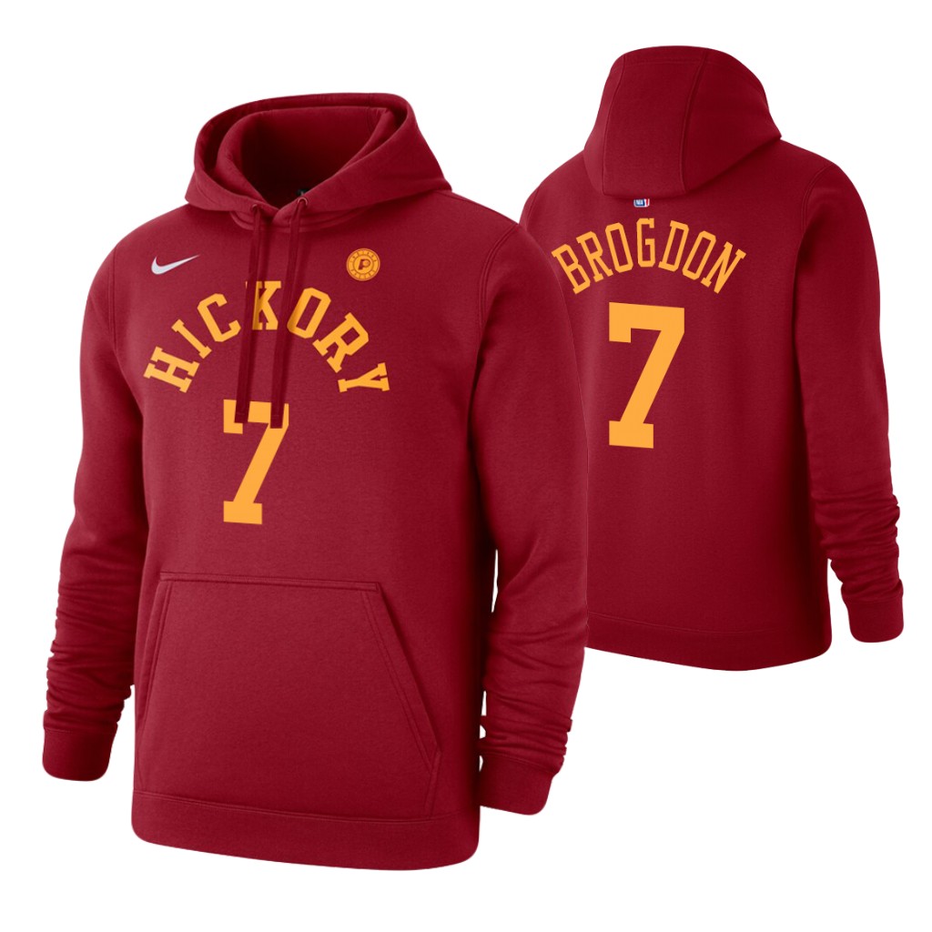 Nike Pacers #7 Malcolm Brogdon 2019-20 Hardwood Classics Red Pullover Hoodie