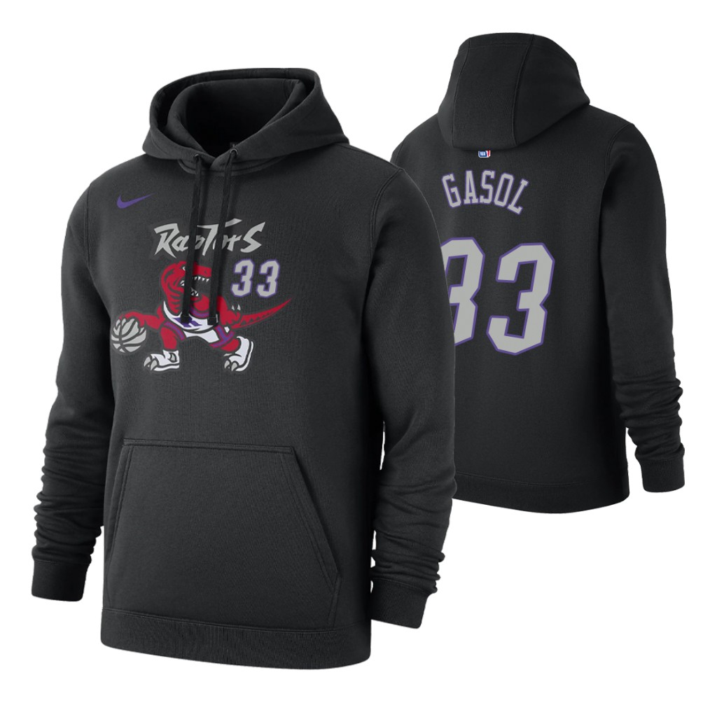 Nike Raptors #33 Marc Gasol 2019-20 Hardwood Classics Black Pullover Hoodie
