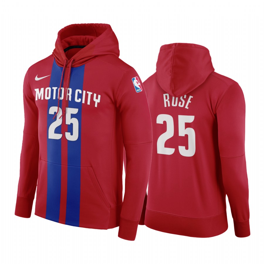 Nike Pistons #25 Derrick Rose Men's 2019-20 Red City Edition NBA Hoodie