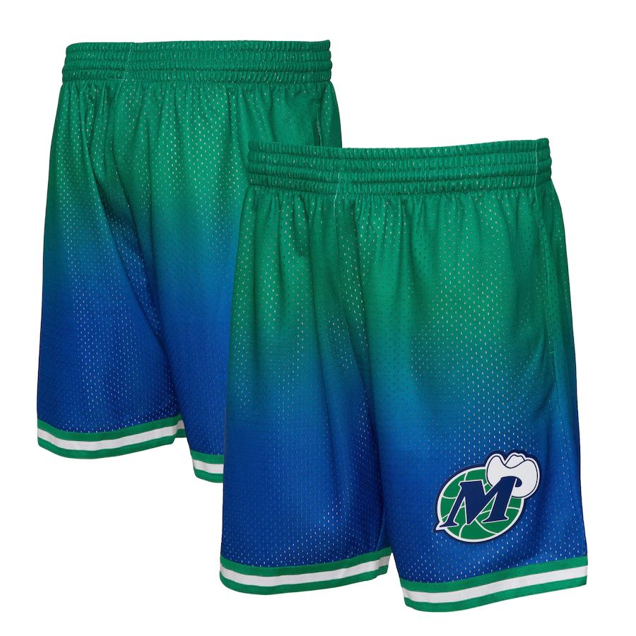 Dallas Mavericks Mitchell & Ness Men's Green/Navy 1998/99 Hardwood Classics Fadeaway Reload 3.0 Swingman Shorts