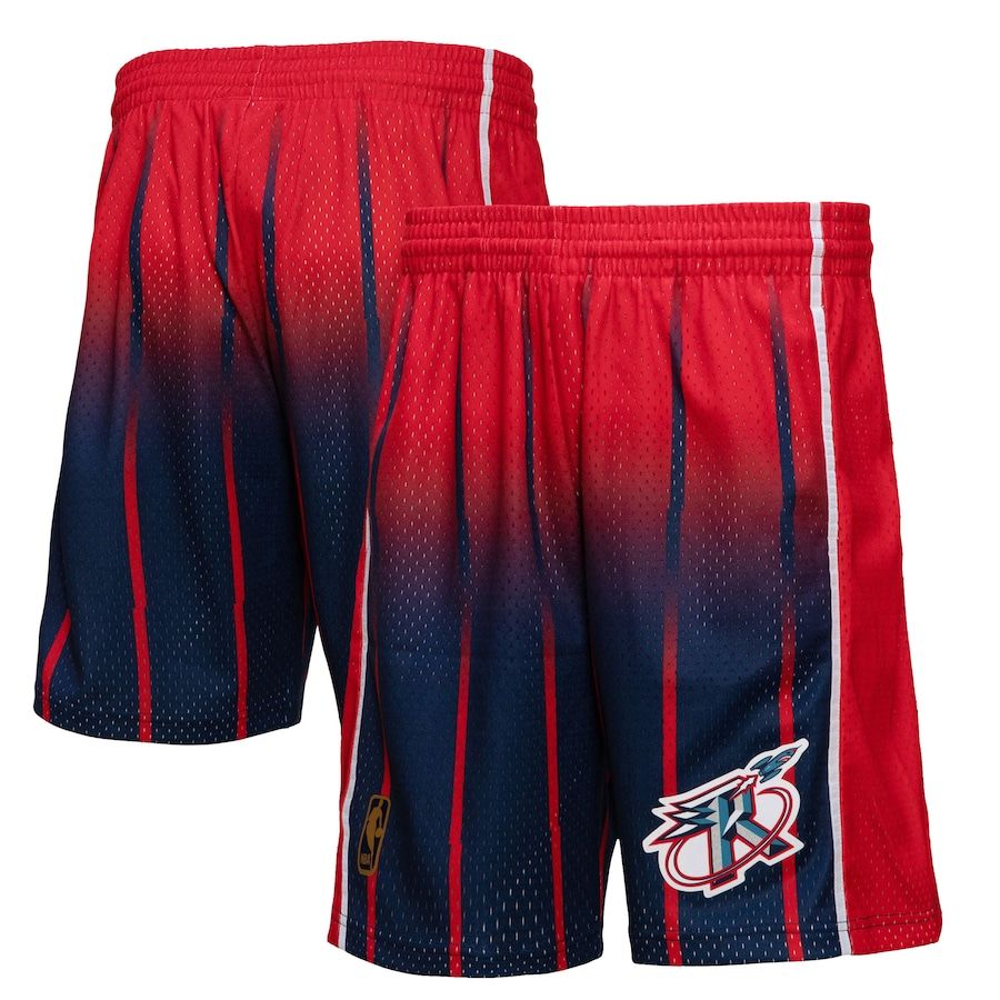 Houston Rockets Mitchell & Ness Men's Red/Navy 1996/97 Hardwood Classics Fadeaway Reload 3.0 Swingman Shorts