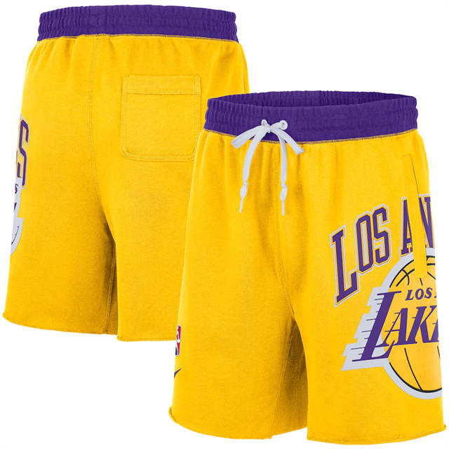 Men's Los Angeles Lakers Nike Gold 75th Anniversary Courtside Fleece Shorts