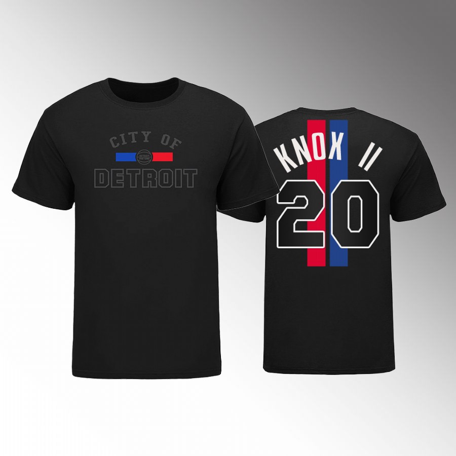 Detroit Pistons #20 Kevin Knox II Men's Black NBA 2022-23 Statement Edition T-Shirt