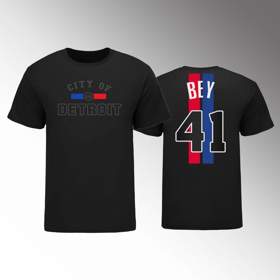 Detroit Pistons #41 Saddiq Bey Men's Black NBA 2022-23 Statement Edition T-Shirt