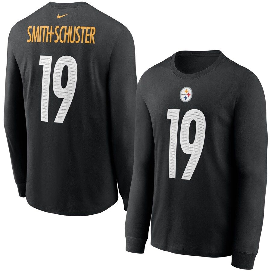 Pittsburgh Steelers #19 JuJu Smith-Schuster Nike Player Name & Number Long Sleeve T-Shirt Black