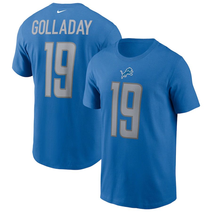 Detroit Lions #19 Kenny Golladay Nike Team Player Name & Number T-Shirt Blue