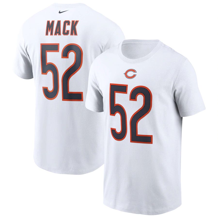 Chicago Bears #52 Khalil Mack Nike Team Player Name & Number T-Shirt White