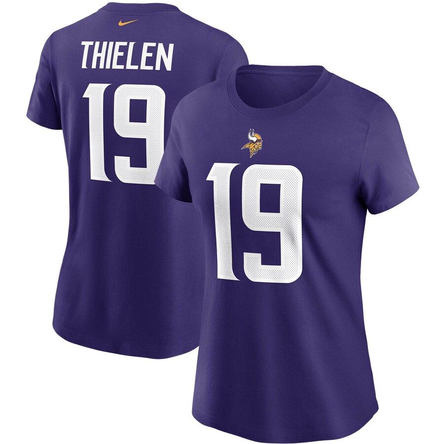 Minnesota Vikings #19 Adam Thielen Nike Women's Team Player Name & Number T-Shirt Purple