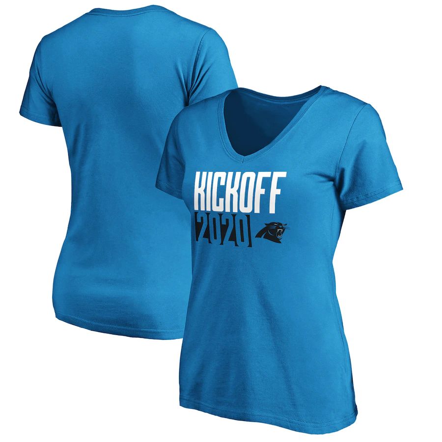 Carolina Panthers Fanatics Branded Women's Kickoff 2020 V-Neck T-Shirt Blue