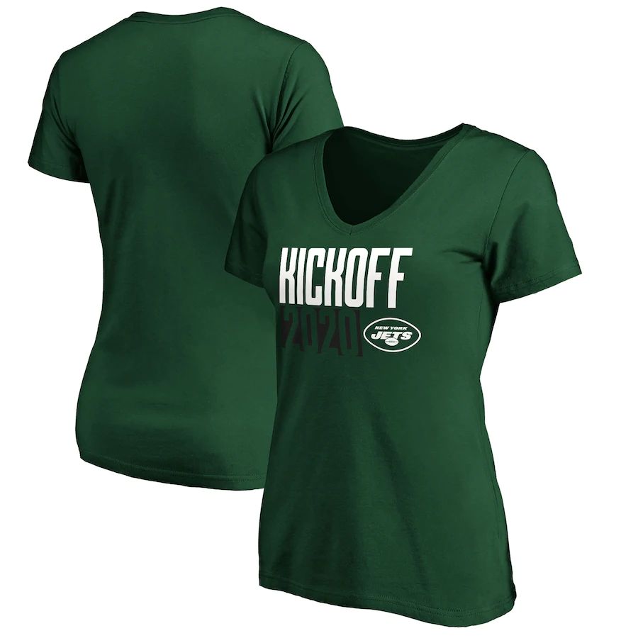 New York Jets Fanatics Branded Women's Kickoff 2020 V-Neck T-Shirt Green