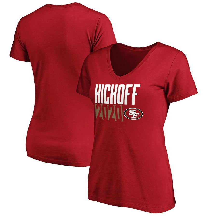 San Francisco 49ers Fanatics Branded Women's Kickoff 2020 V-Neck T-Shirt Scarlet