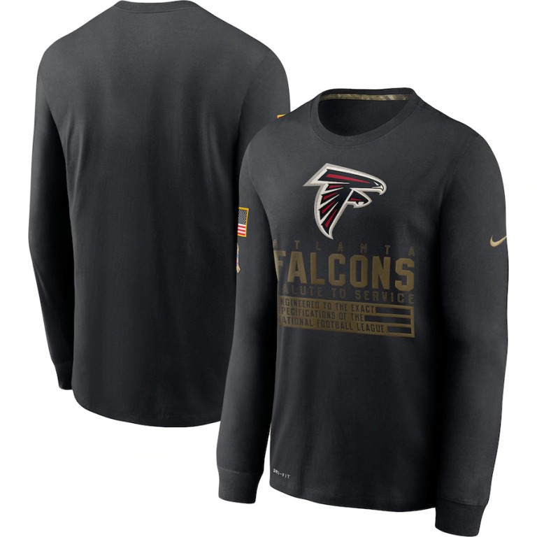 Atlanta Falcons Nike 2020 Salute to Service Sideline Performance Long Sleeve T-Shirt Black