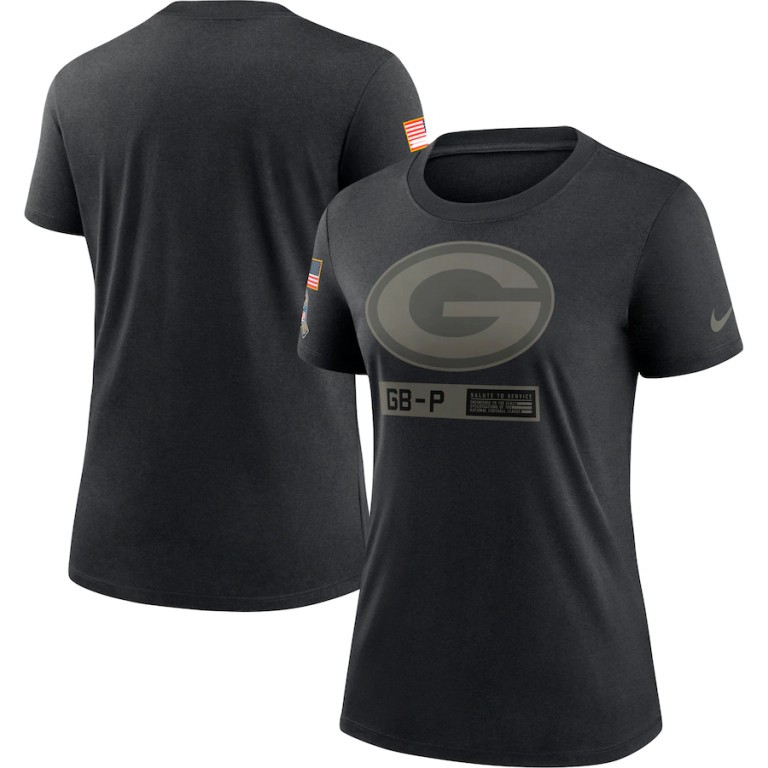Green Bay Packers Nike Women's 2020 Salute To Service Performance T-Shirt Black