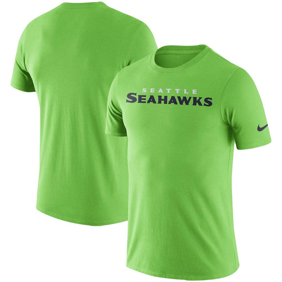 Seattle Seahawks Nike Fan Gear Essential Wordmark Performance T-Shirt Neon Green