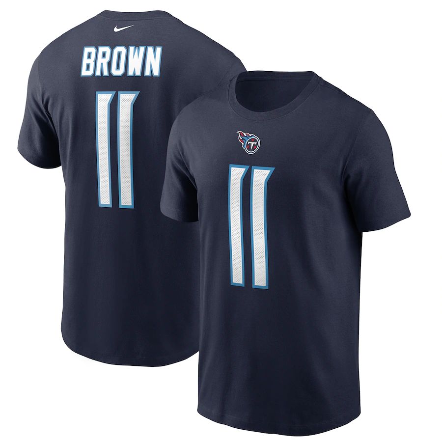 Tennessee Titans #11 AJ Brown Nike Player Name & Number T-Shirt Navy
