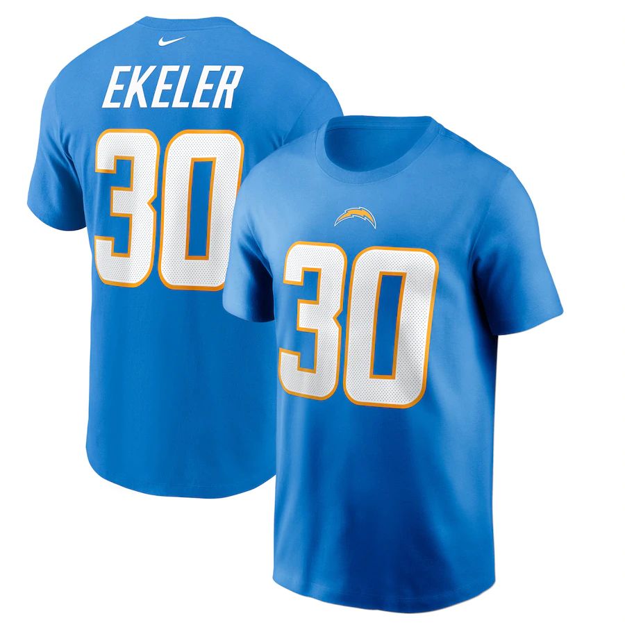 Los Angeles Chargers #30 Austin Ekeler Nike Player Name & Number T-Shirt Powder Blue