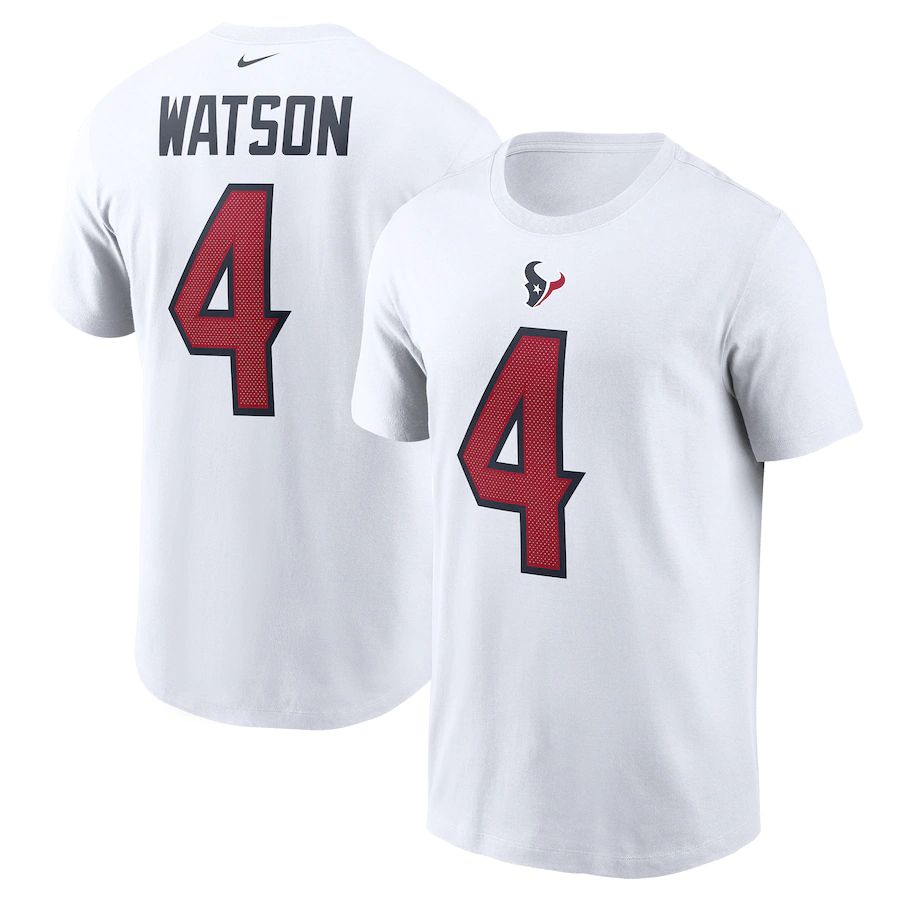 Houston Texans #4 Deshaun Watson Nike Name & Number T-Shirt White