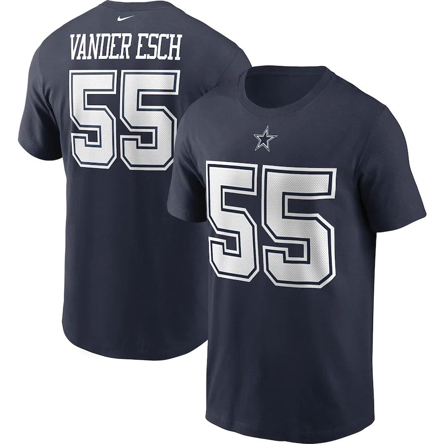 Dallas Cowboys #55 Leighton Vander Esch Nike Name & Number T-Shirt Navy