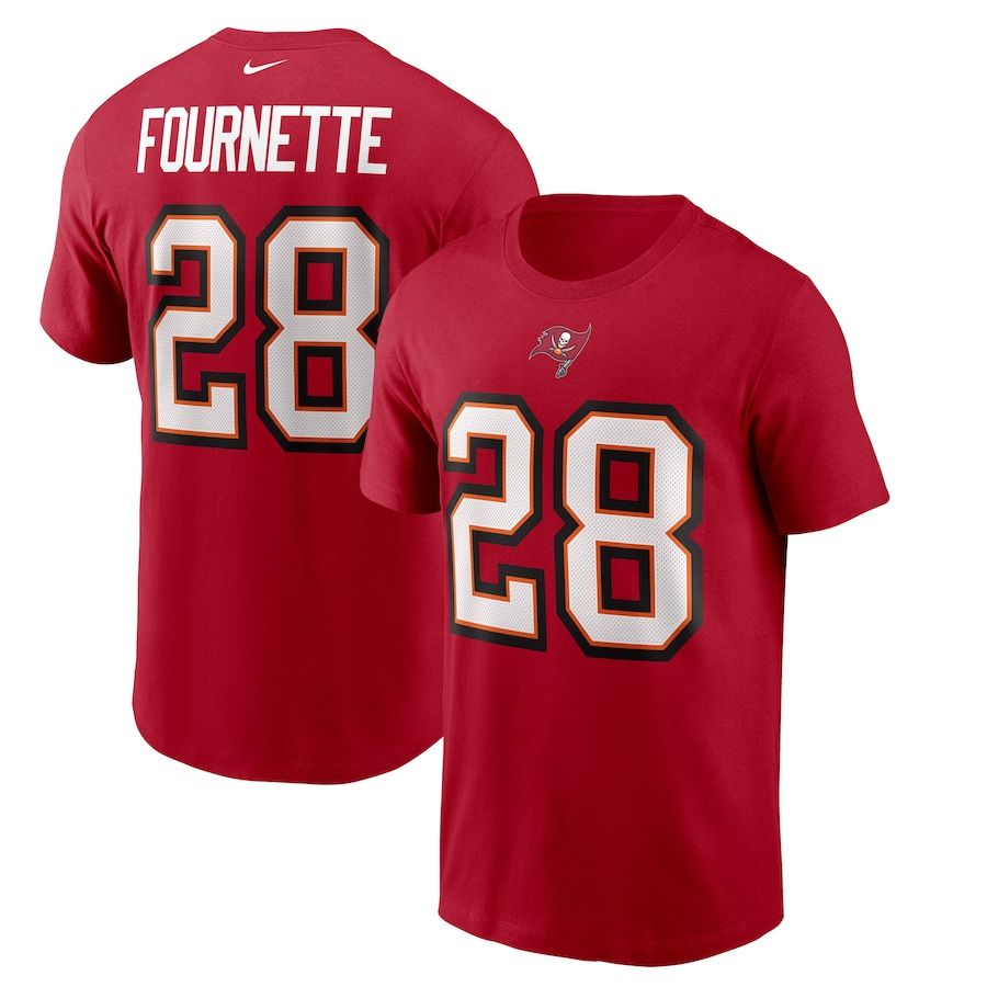 Tampa Bay Buccaneers #28 Leonard Fournette Nike Player Name & Number T-Shirt Red
