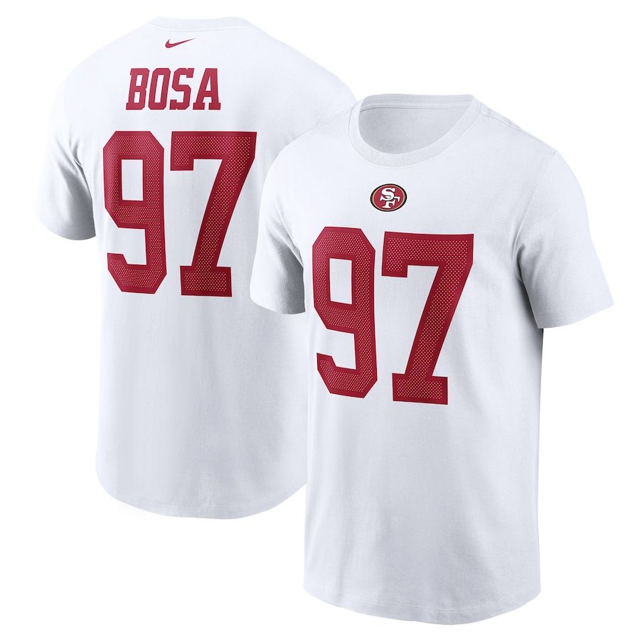 San Francisco 49ers #97 Nick Bosa Nike Name & Number T-Shirt White