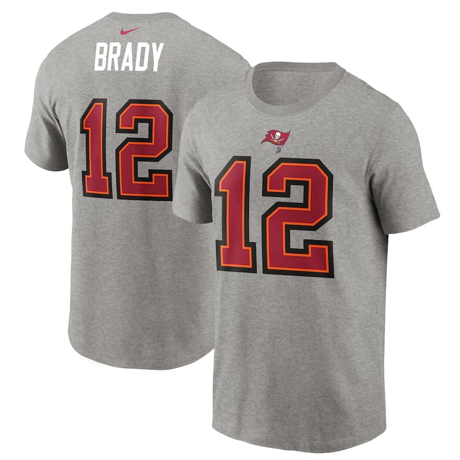 Tampa Bay Buccaneers #12 Tom Brady Nike Name & Number T-Shirt Gray
