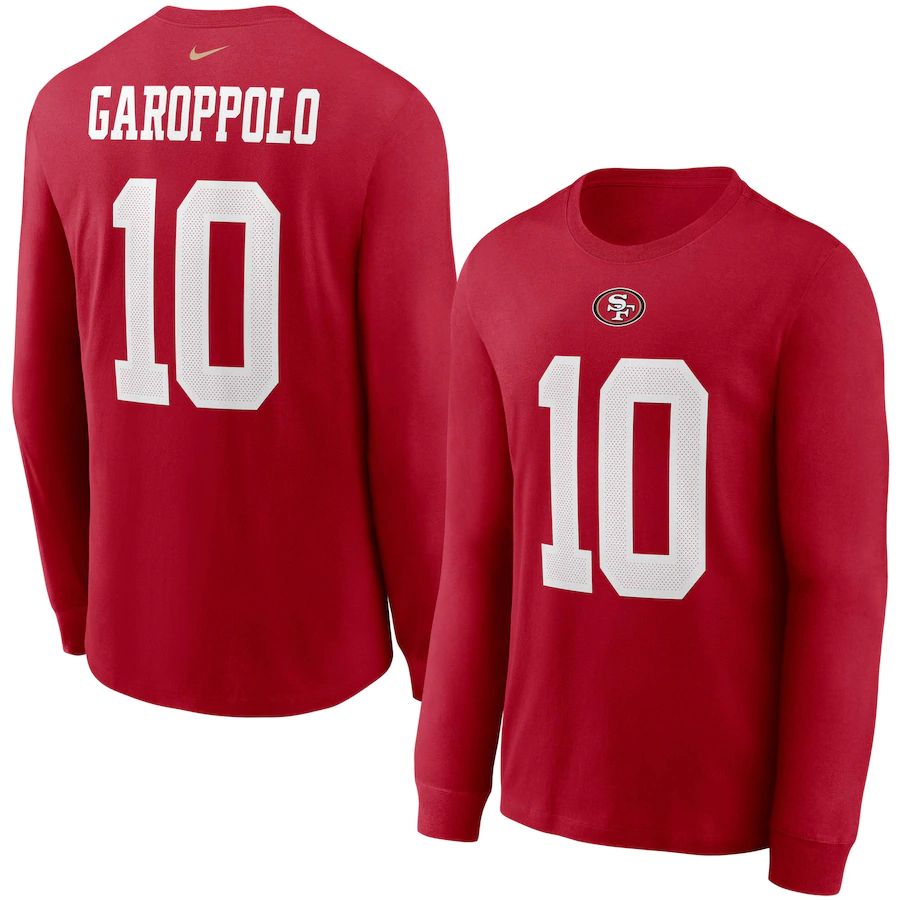 San Francisco 49ers #10 Jimmy Garoppolo Nike Player Name & Number Long Sleeve T-Shirt Scarlet