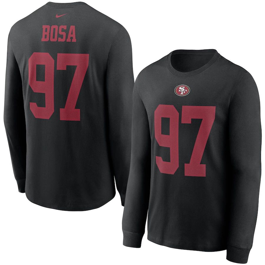 San Francisco 49ers #97 Nick Bosa Nike Player Name & Number Long Sleeve T-Shirt Black