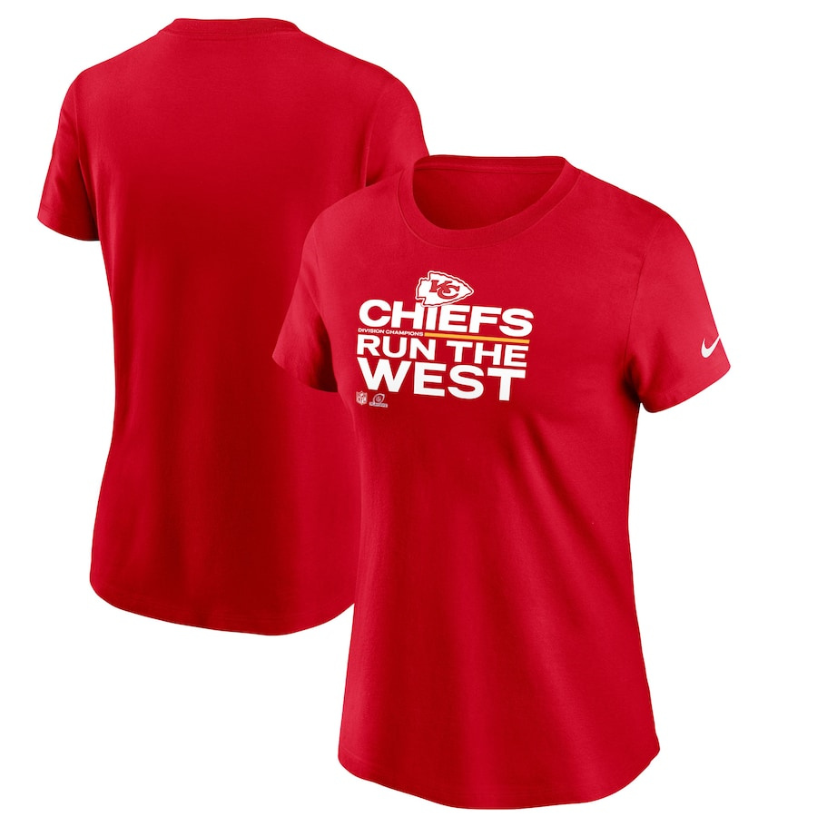 Women's Kansas City Chiefs Nike Red 2021 AFC West Division Champions Trophy Collection T-Shirt