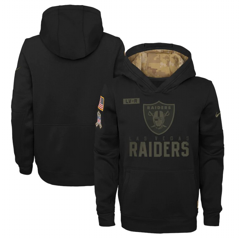 Las Vegas Raiders Nike Youth 2020 Salute to Service Pullover Performance Hoodie Black
