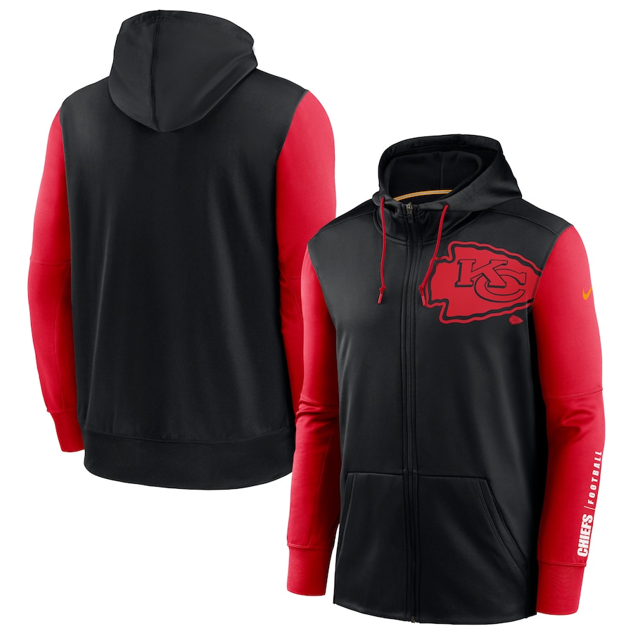 Nike Kansas City Chiefs Black Red Fan Gear Mascot Performance Full-Zip Hoodie