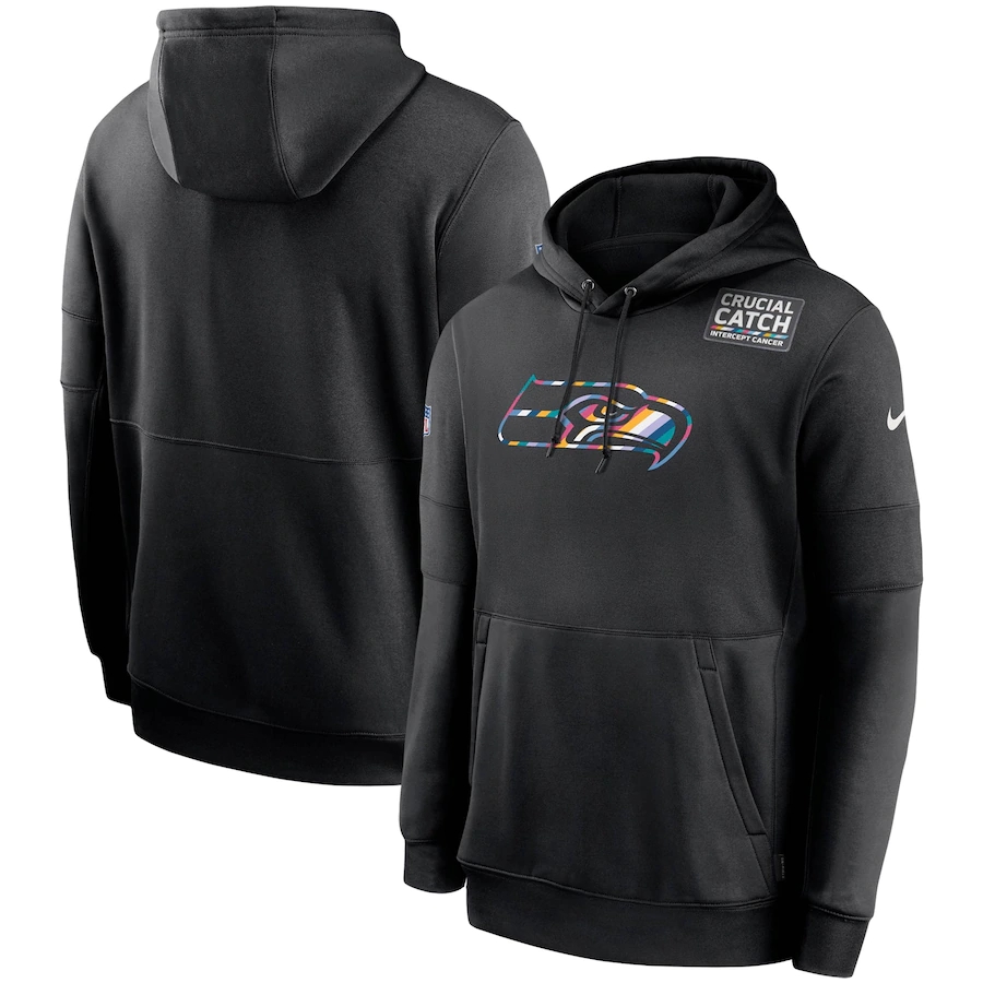 Seattle Seahawks 2020 NFL Crucial Catch Sideline Performance Pullover Hoodie Black