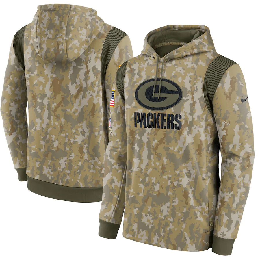 Green Bay Packers Camo Nike 2021 Salute To Service Therma Performance Pullover Hoodie