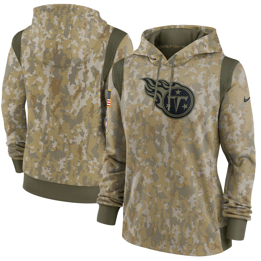 Tennessee Titans Camo Nike Women's 2021 Salute To Service Therma Performance Pullover Hoodie