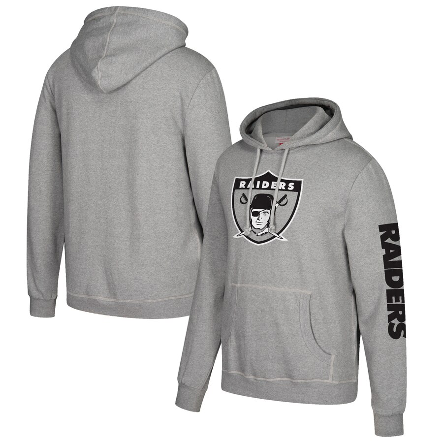 Las Vegas Raiders Mitchell & Ness Classic Team Pullover Hoodie Heathered Gray
