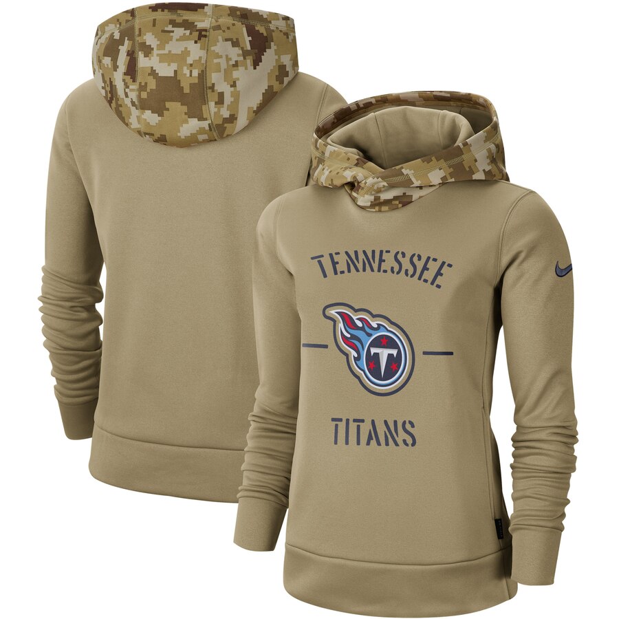 Women's Tennessee Titans Nike Khaki 2019 Salute to Service Therma Pullover Hoodie
