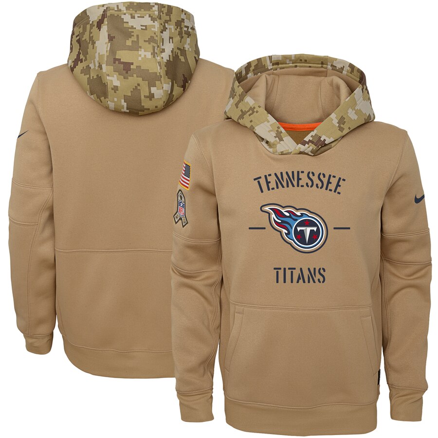 Youth Tennessee Titans Nike Khaki 2019 Salute to Service Therma Pullover Hoodie