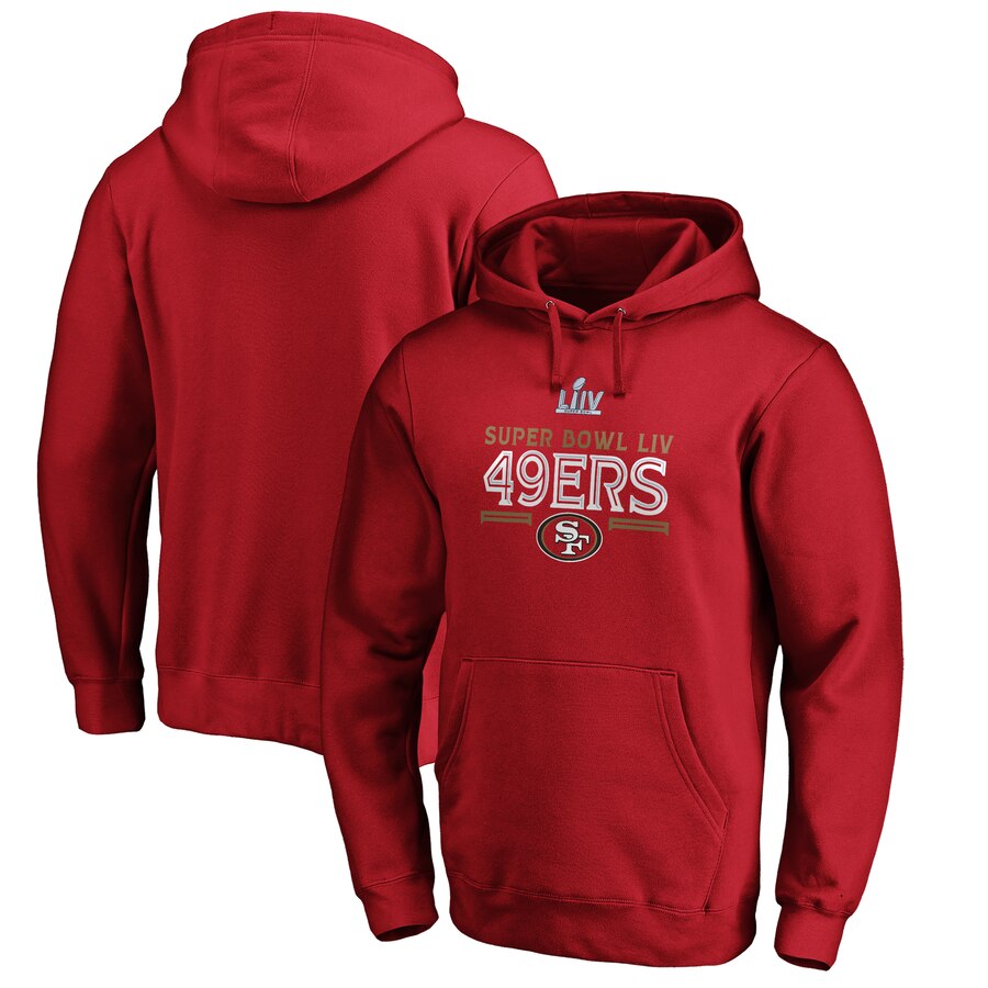 Men's San Francisco 49ers NFL Scarlet Super Bowl LIV Bound Gridiron Pullover Hoodie