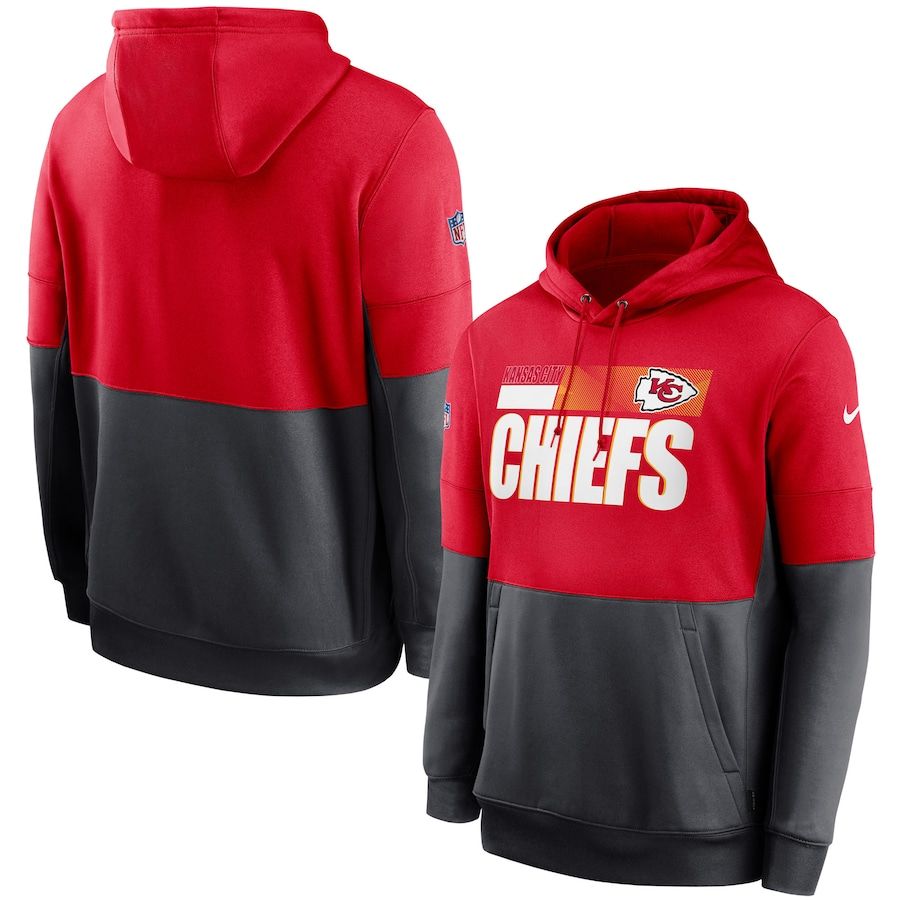 Kansas City Chiefs Nike Sideline Impact Lockup Performance Pullover Hoodie Red Charcoal