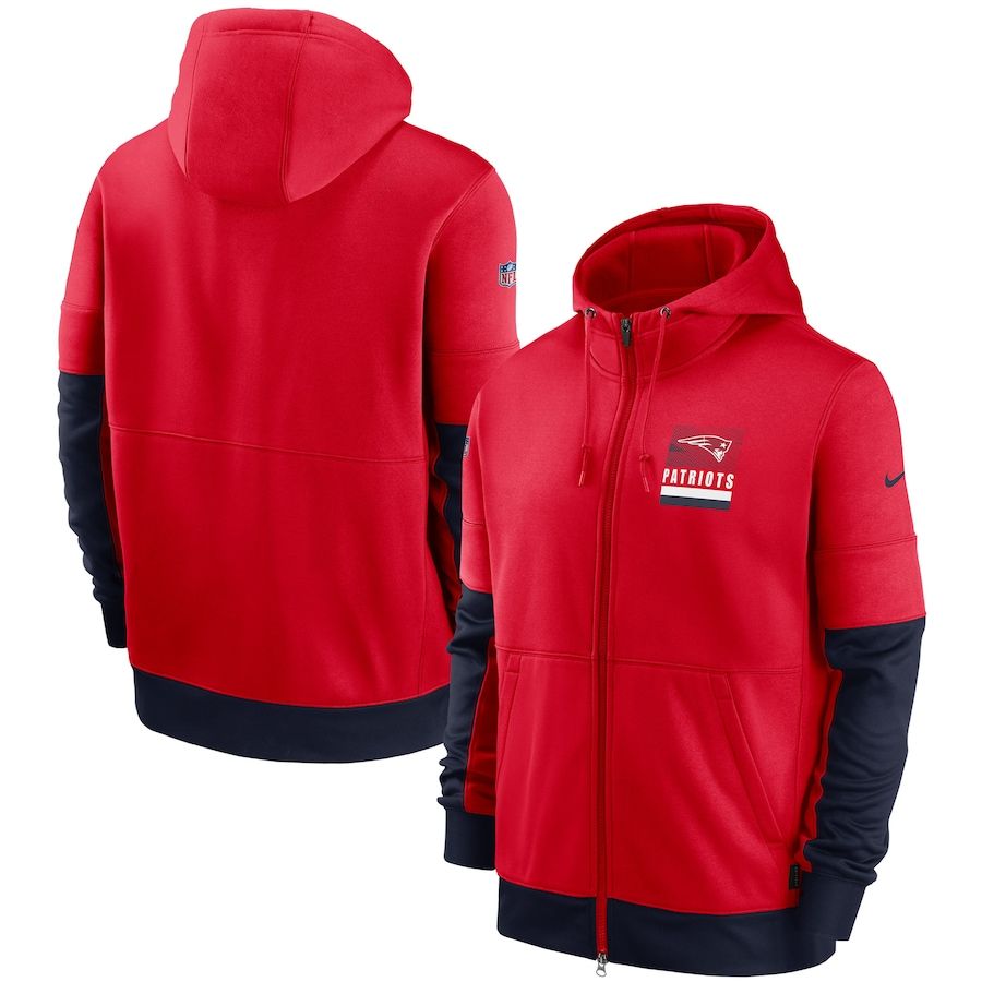New England Patriots Nike Sideline Impact Lockup Performance Full-Zip Hoodie Red
