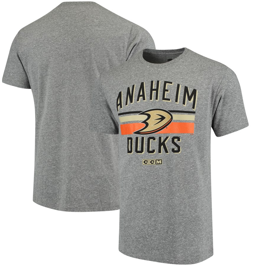 Anaheim Ducks CCM Classic Stripe Tri-Blend T-Shirt Gray