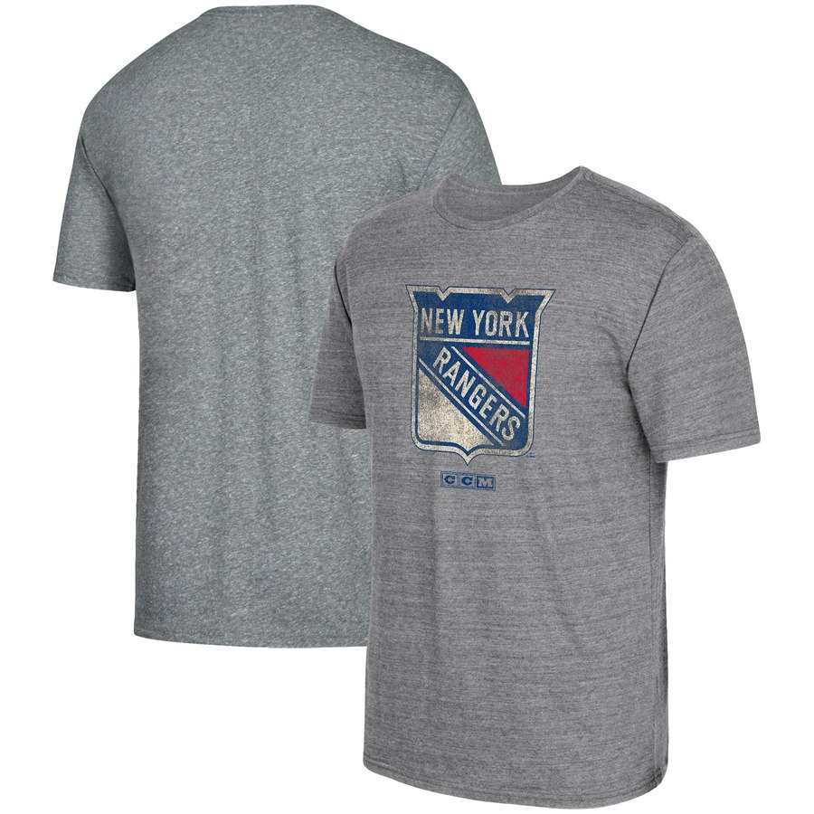 New York Rangers adidas Heritage Logo Series Tri-Blend T-Shirt Gray