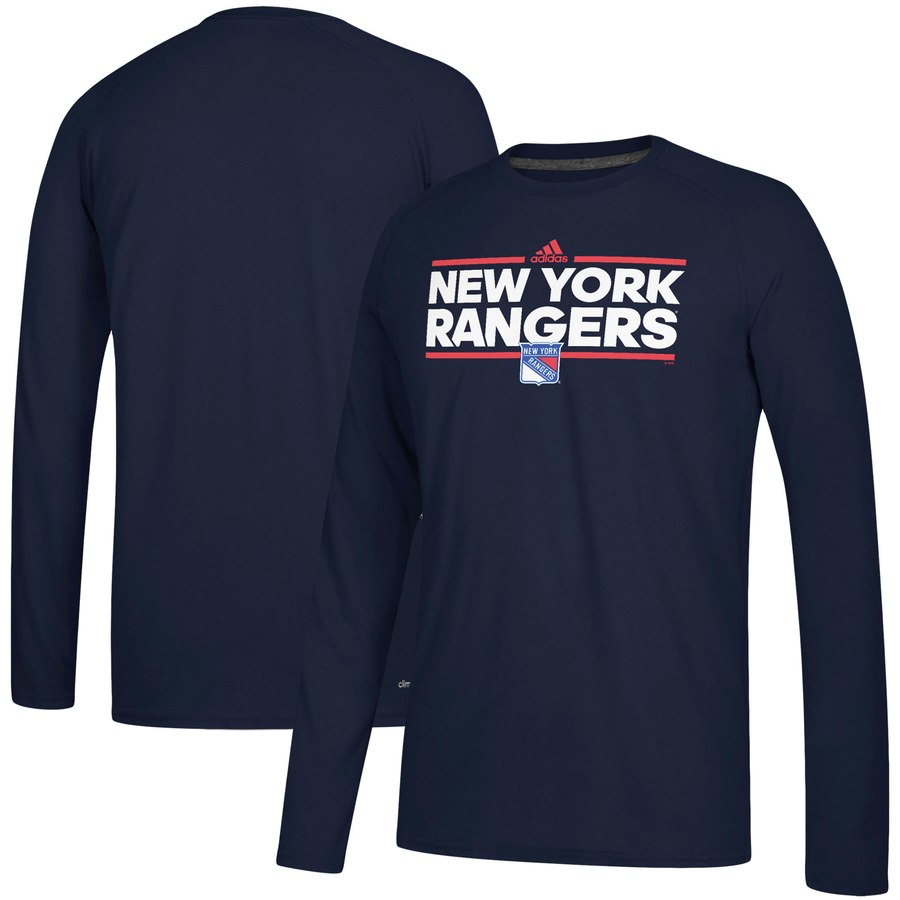New York Rangers adidas Dassler climalite Long Sleeve Raglan T-Shirt Navy