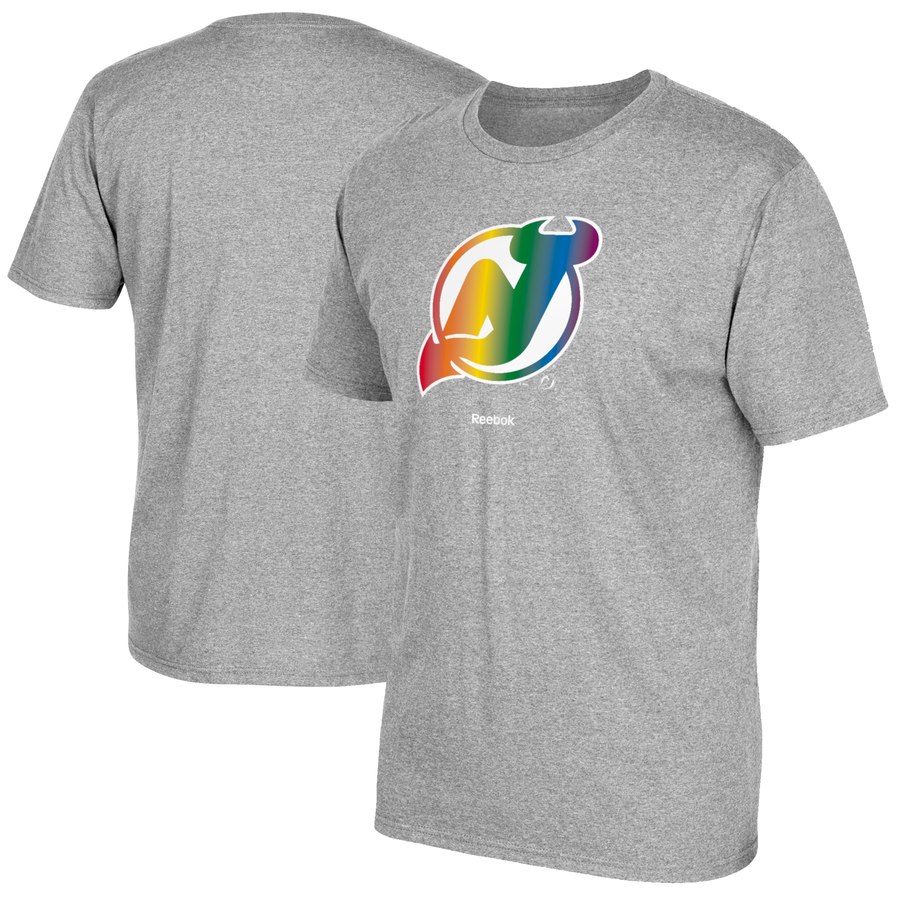 New Jersey Devils Reebok Rainbow Pride T-Shirt Gray